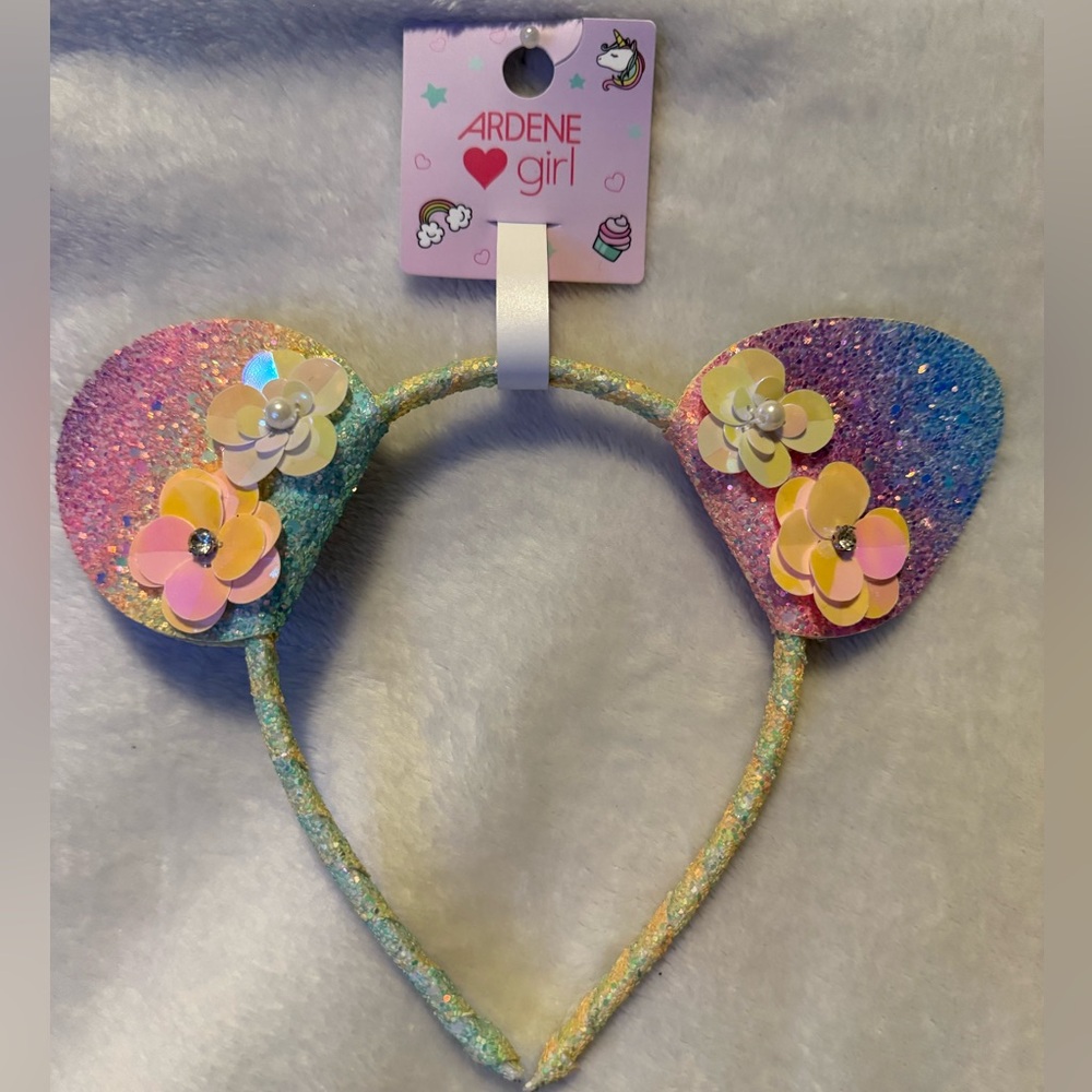 Multicolor Glitter Cat Ear Headband